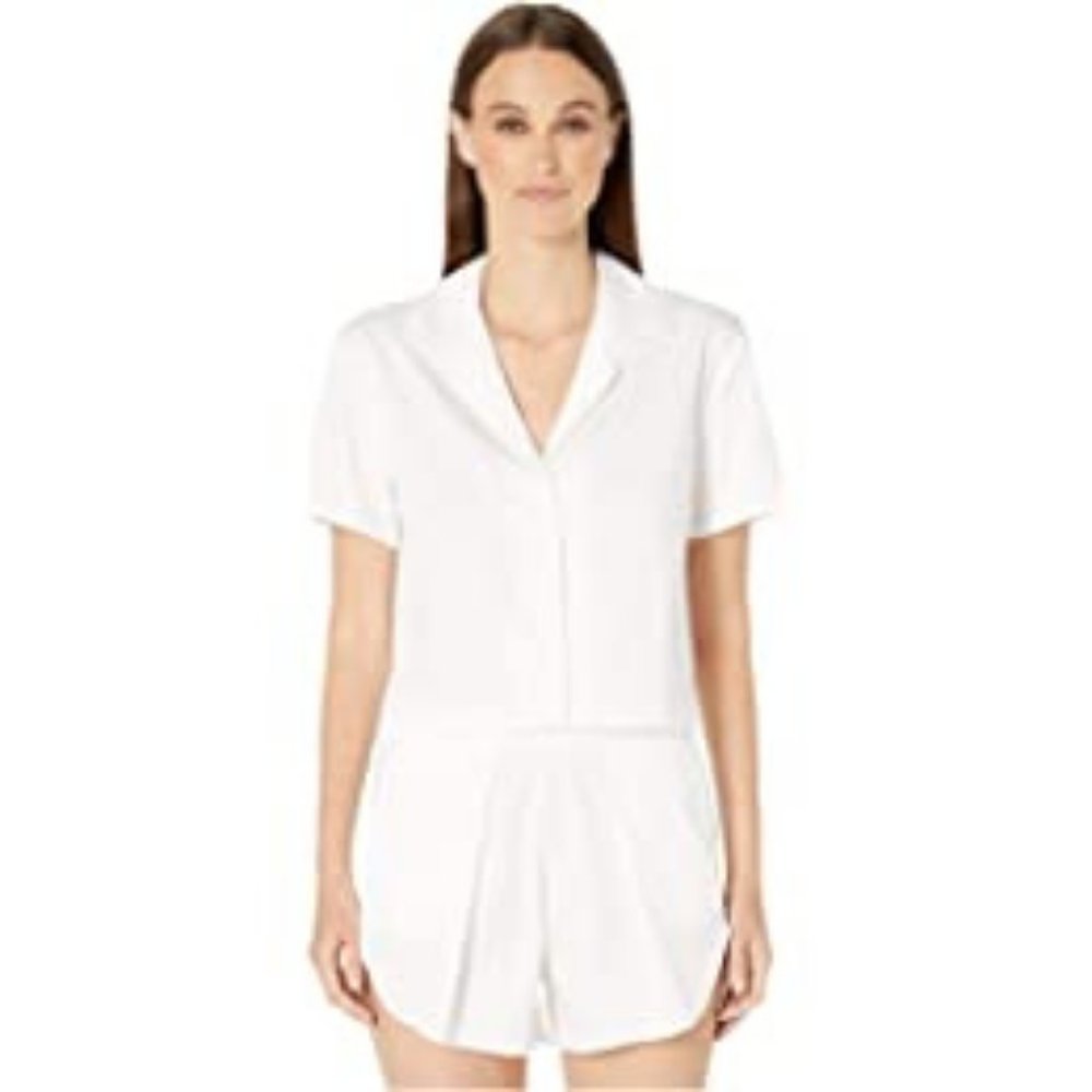 NWOT 100% Cotton Button Up Cropped Sleep Top SizeM